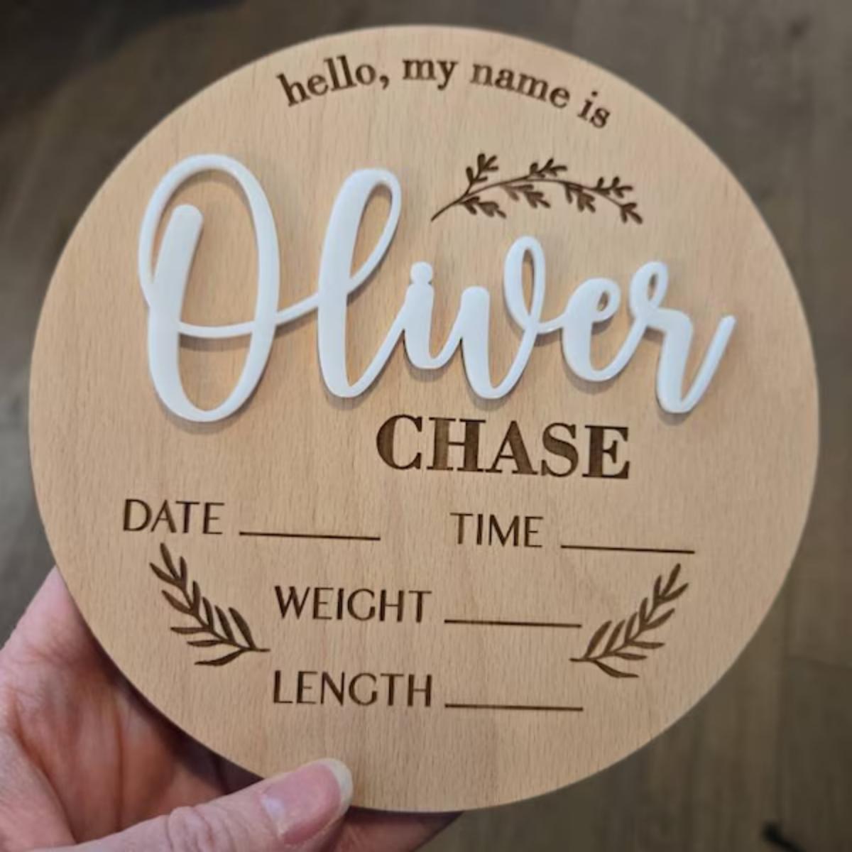 Art Craft Christmas - 1Pc Custom Baby Announcement Sign Wooden