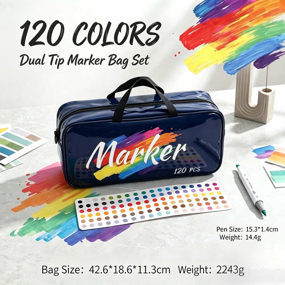 Illustration Marker Set - 120 Colors Alcohol Drawing Markers Dual