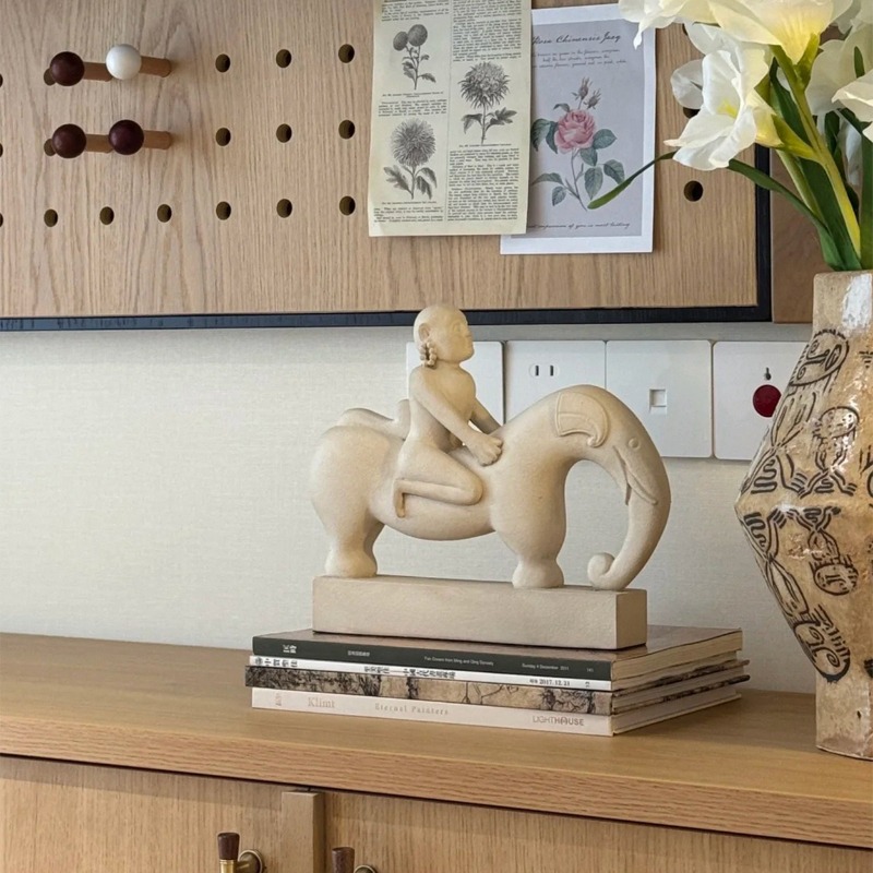 Art Craft Elephant - Creative Abstract Character Riding Elephant Art