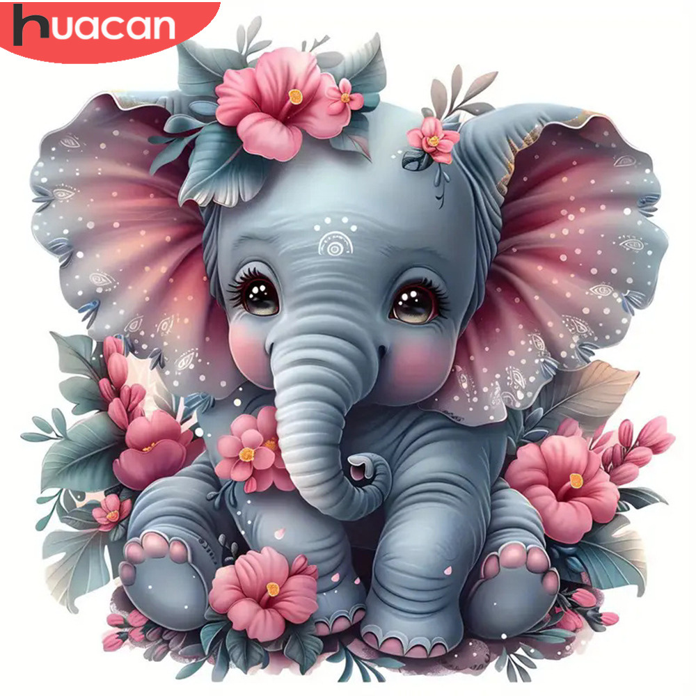 Art Craft Elephant - HUACAN Diamond Painting Animal Elephant Mosaic