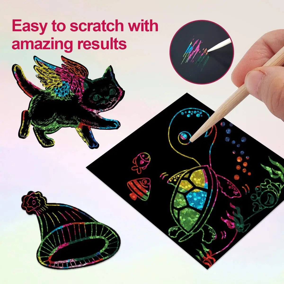 Art Craft For Toddlers - Many Creative Scratch Art Cards Kit!