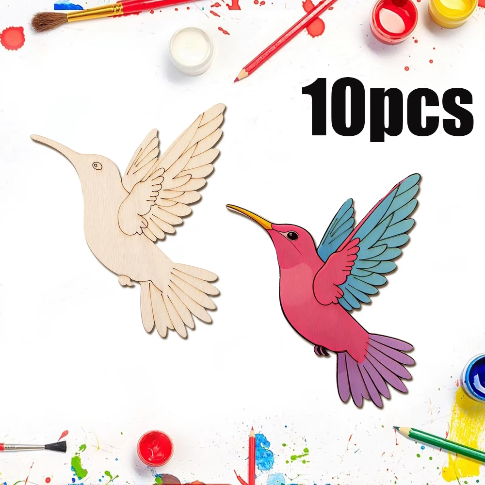 Art Craft And - 10pcs Unfinished Wood Animal Bird Cutouts,Wooden
