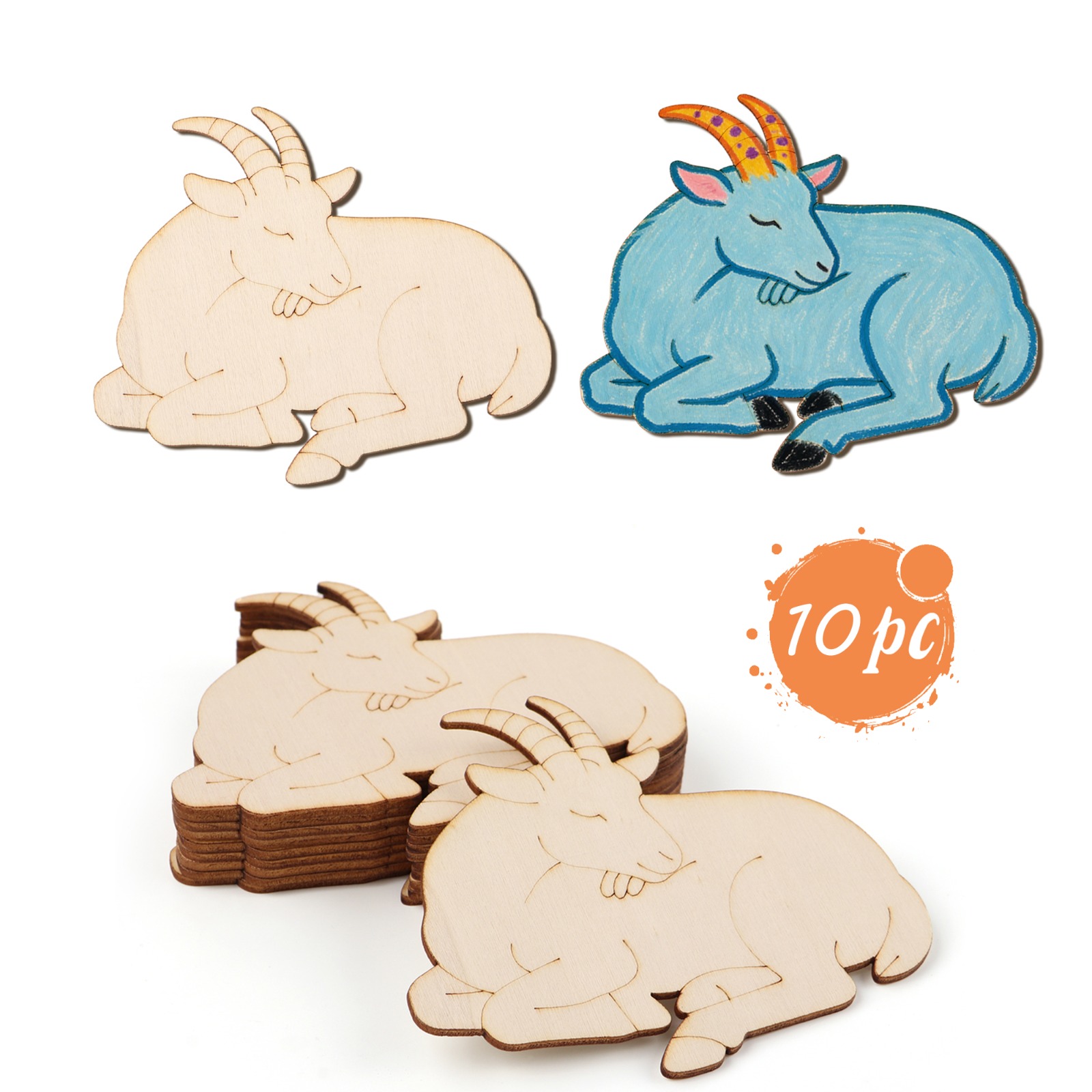 Art Craft And - 10pcs/set Unfinished Wood Sheep Animal Ornaments
