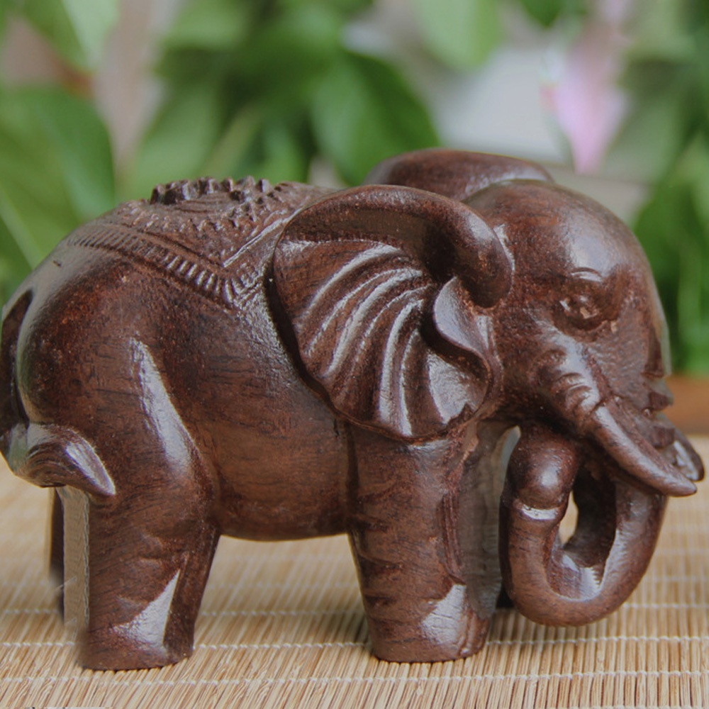 Art Craft Elephant - Wooden Elephant Sculpture Decoration Buddha Animal