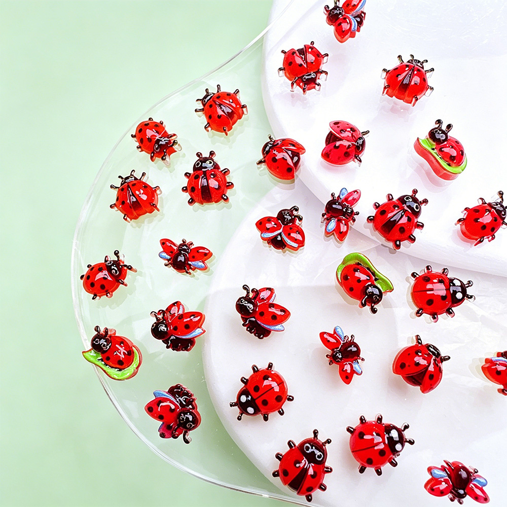 50Pcs 3D Mini Ladybug Nail Cha - Art Craft Ladybug ulasan dan harga