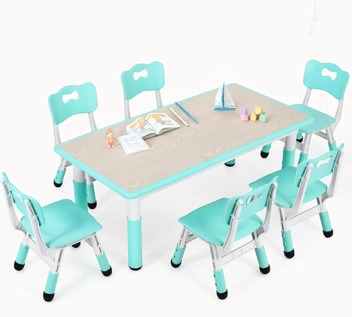 Kids Table and 6 Chairs Set, H - Art Craft Activities For Preschoolers ulasan dan harga
