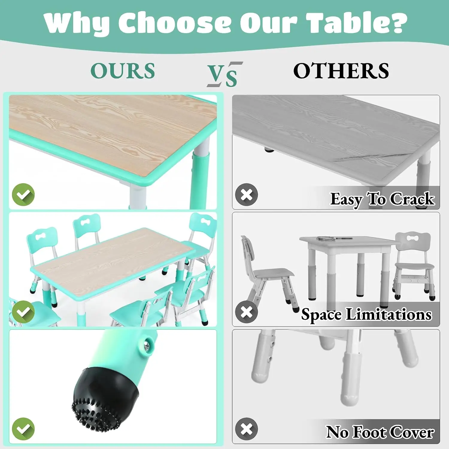 Kids Table and 6 Chairs Set, H - Art Craft Activities For Preschoolers ulasan dan harga