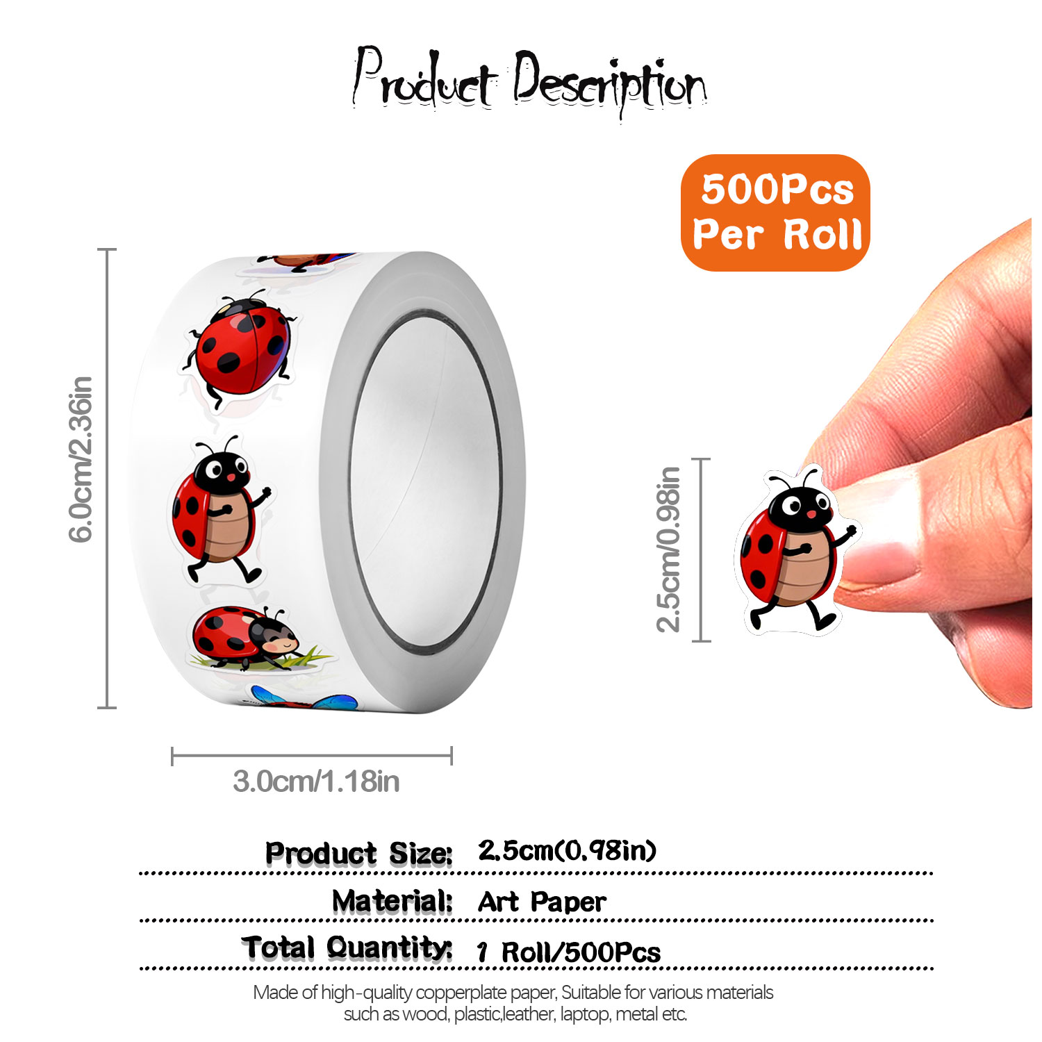 1Roll(500Pcs)10 Irregular Cart - Art Craft Ladybug ulasan dan harga