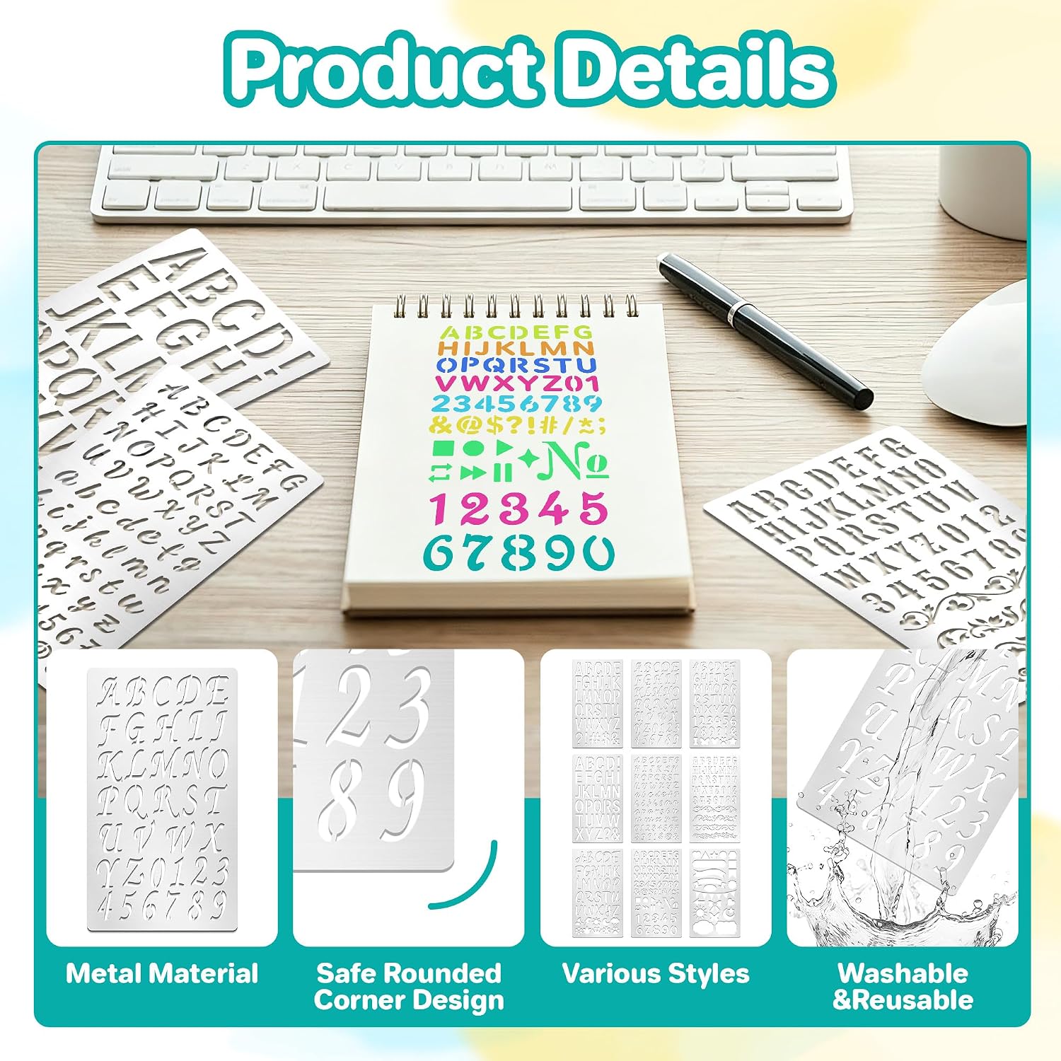 9Pcs Metal Letter Number Stenc - Art Craft Journal ulasan dan harga