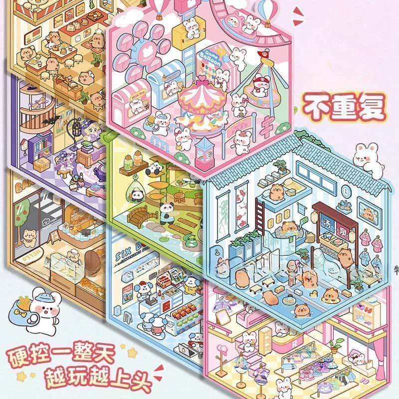 Miniature 3D Scene Stickers DI - Art Craft Market ulasan dan harga