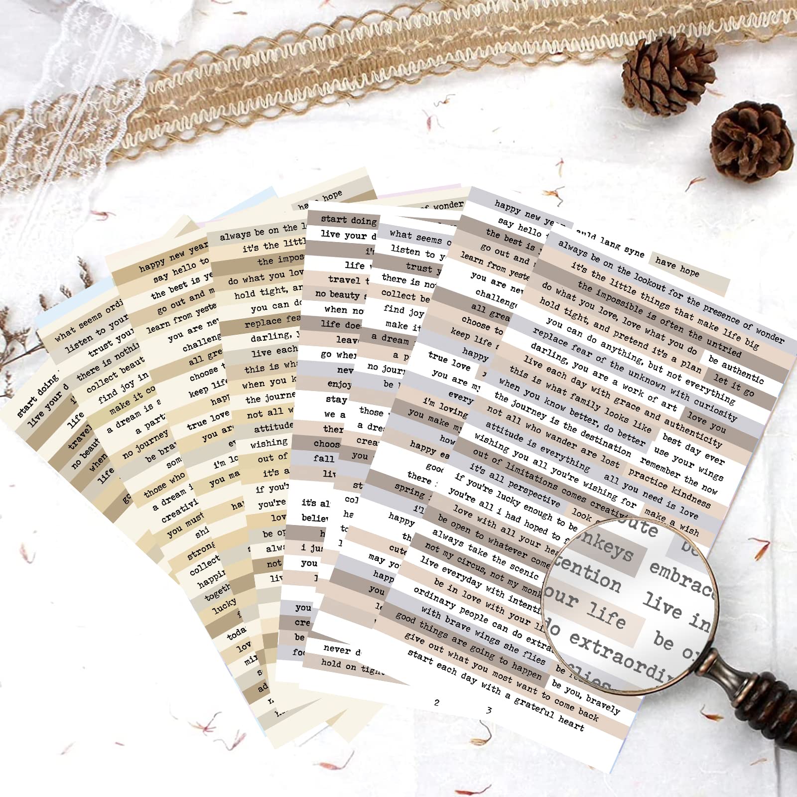 8pcs Brown Notes Quote Sticker - Art Craft Journal ulasan dan harga