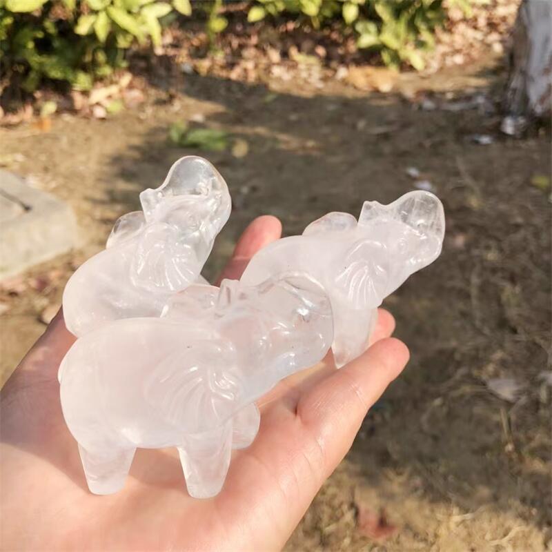 Natural Clear Quartz Elephant  - Art Craft Elephant ulasan dan harga