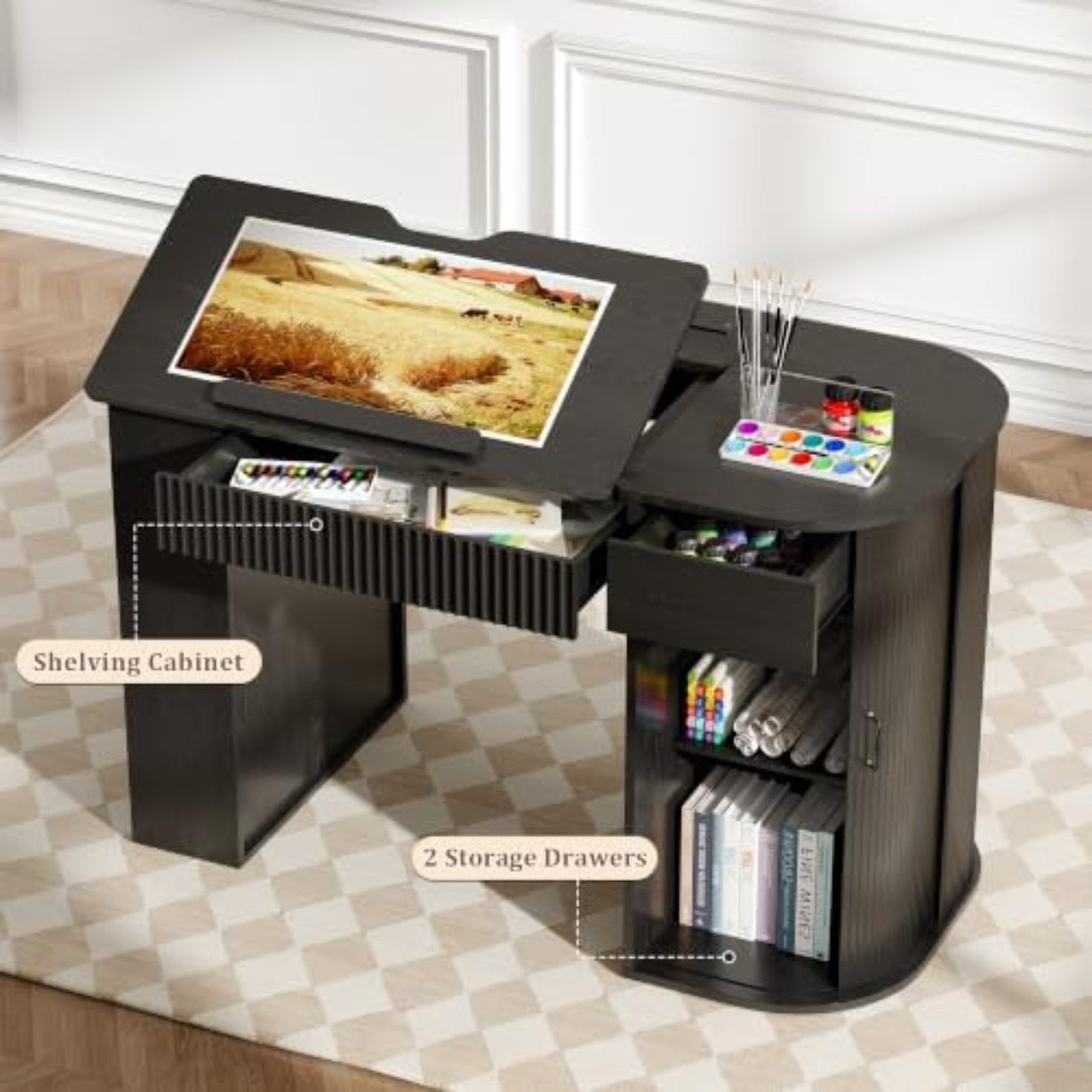 Drafting Table with Storage Ca - Art Craft And ulasan dan harga