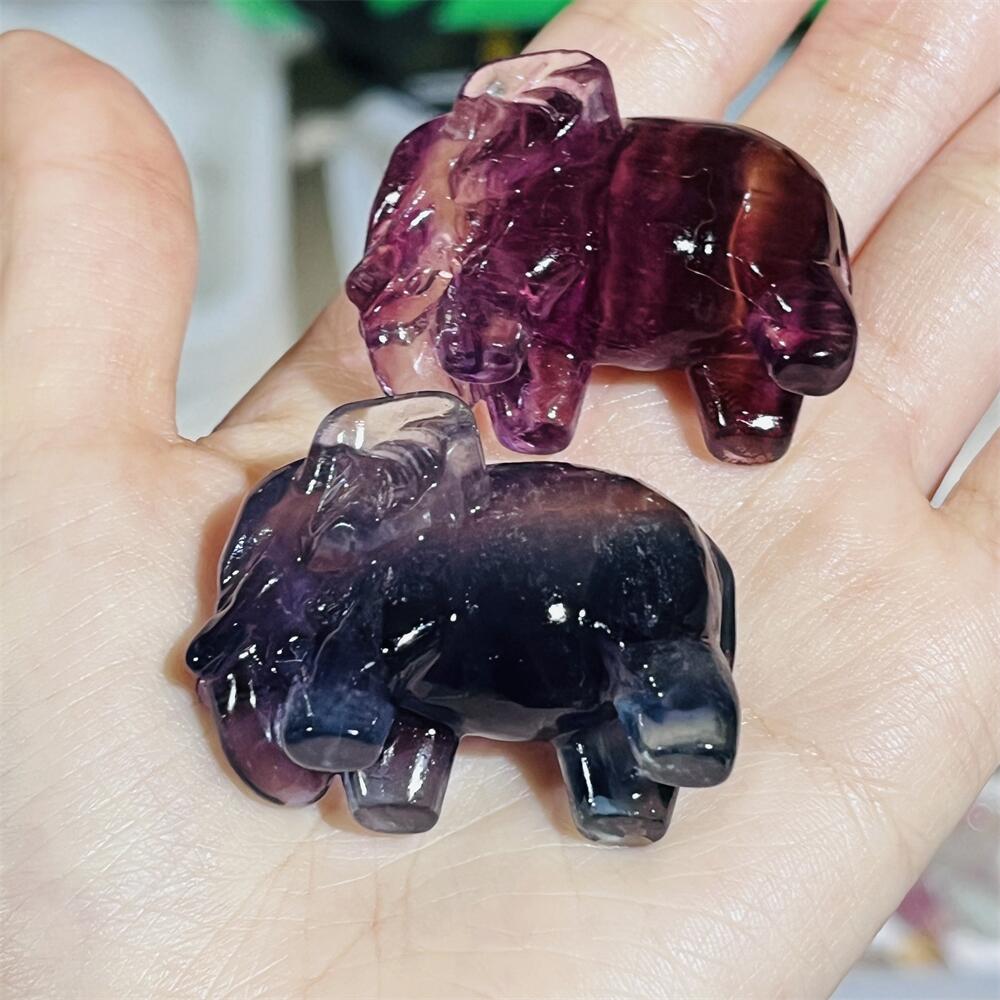 2PCS Colored Fluorite Crystal  - Art Craft Elephant ulasan dan harga