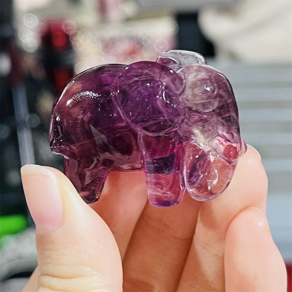 2PCS Colored Fluorite Crystal  - Art Craft Elephant ulasan dan harga
