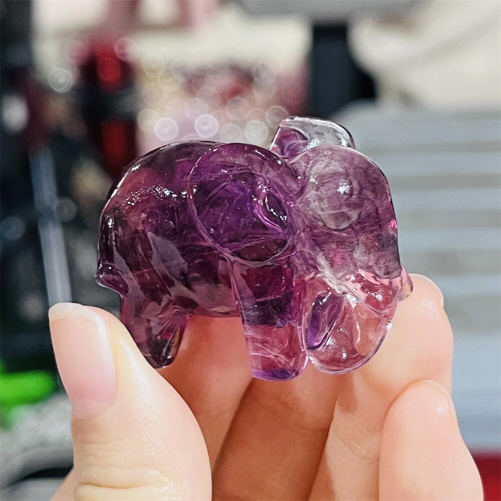 2PCS Colored Fluorite Crystal  - Art Craft Elephant ulasan dan harga