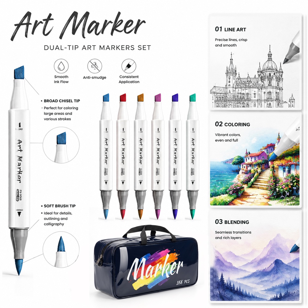 120 Colors Alcohol Drawing Mar - Illustration Marker Set ulasan dan harga