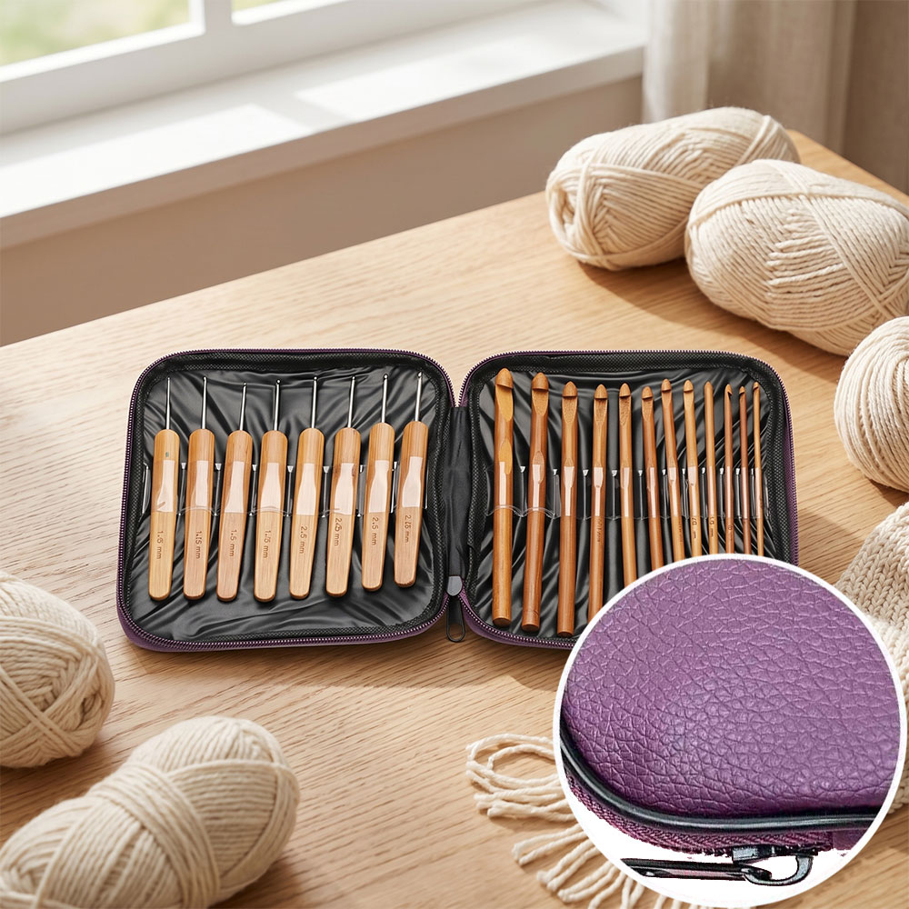 74pcs Bamboo Crochet Hooks Set - Art Craft Market ulasan dan harga