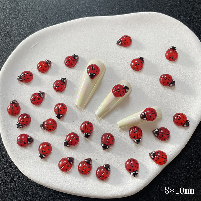 50Pcs 3D Resin Red Ladybug Nai - Art Craft Ladybug ulasan dan harga