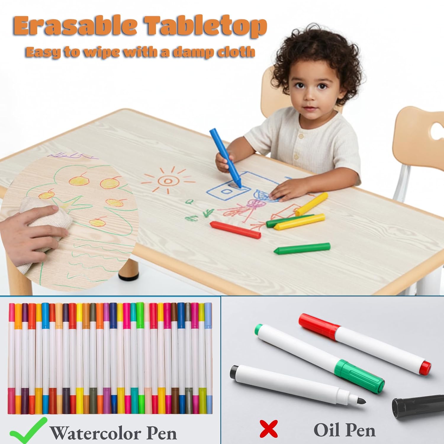 Kids Table and 6 Chairs Set, H - Art Craft Activities For Preschoolers ulasan dan harga