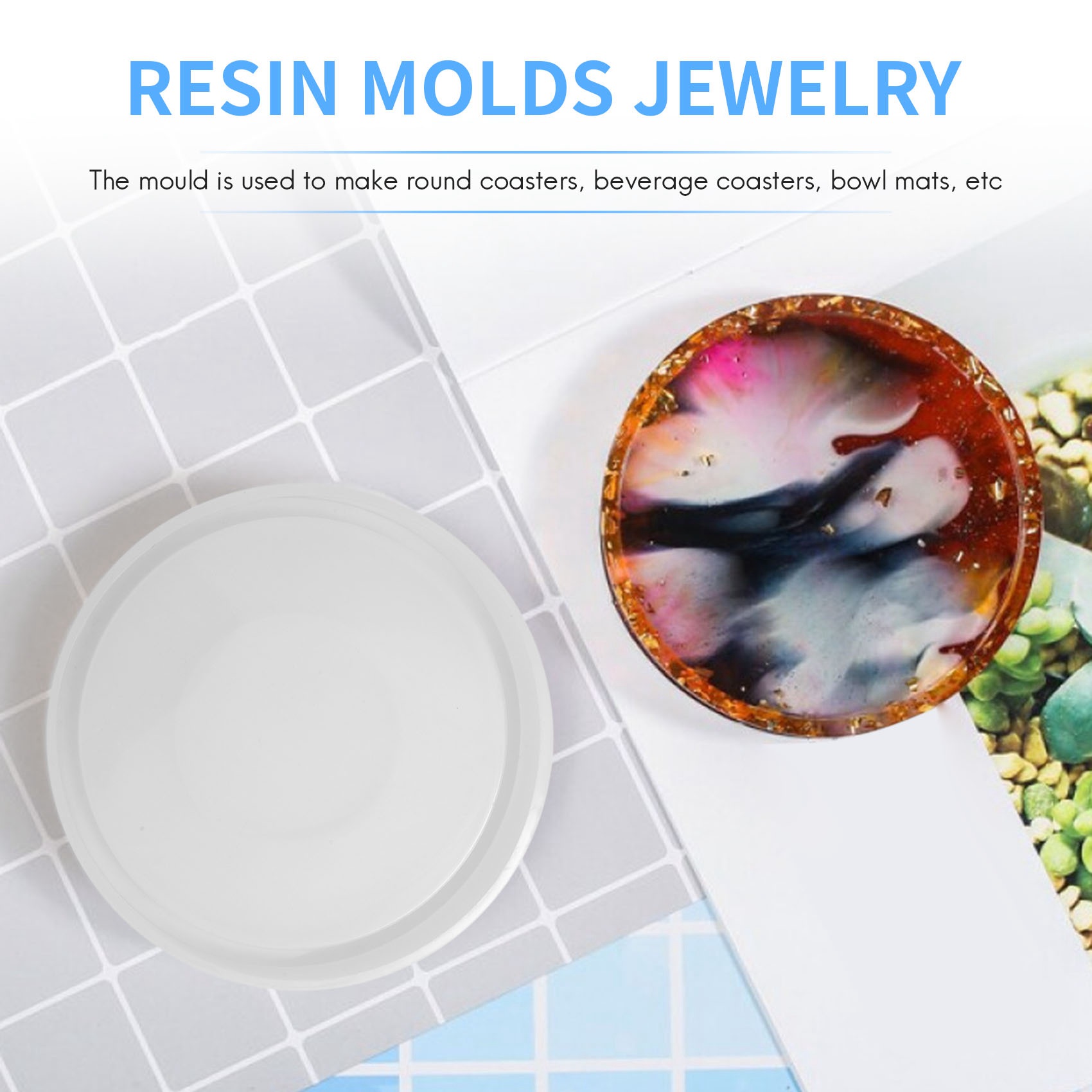 ABQR 4 Pack Big Diy Round Coas - Resin Casting Mold ulasan dan harga