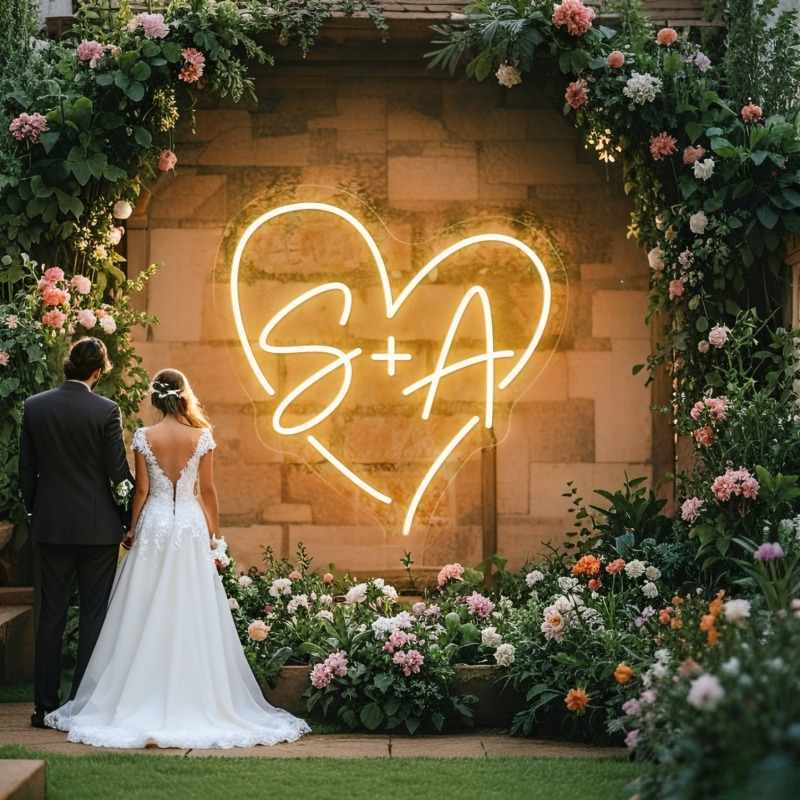 Custom Initials Heart LED Neon - Art Craft Christmas ulasan dan harga