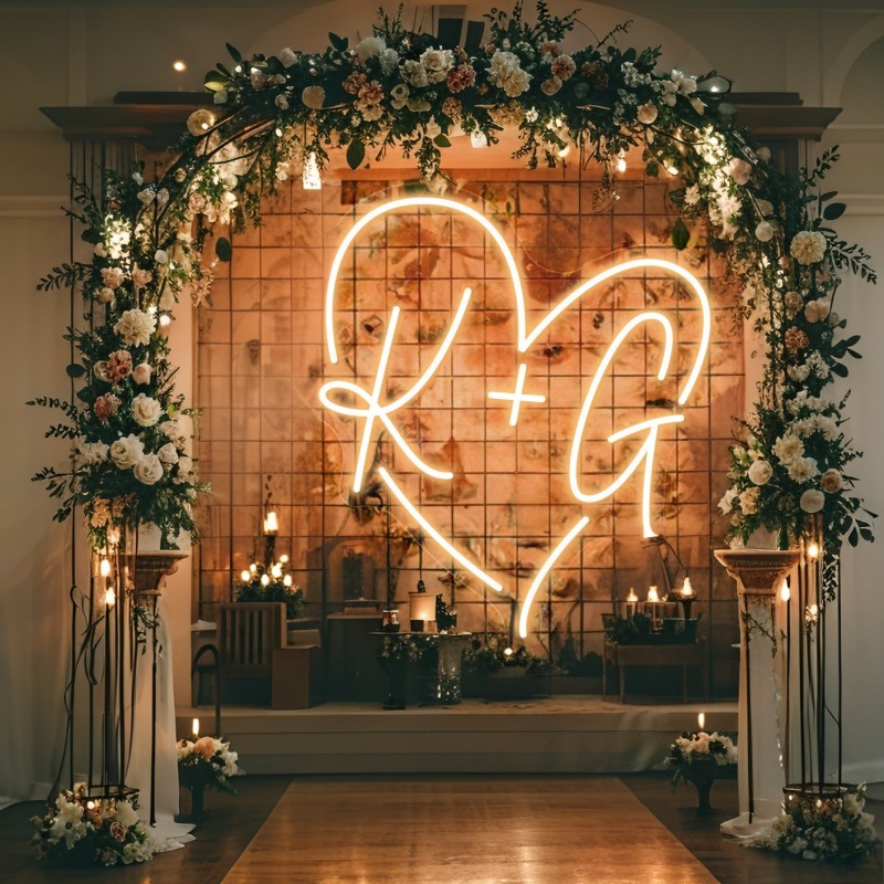 Custom Initials Heart LED Neon - Art Craft Christmas ulasan dan harga
