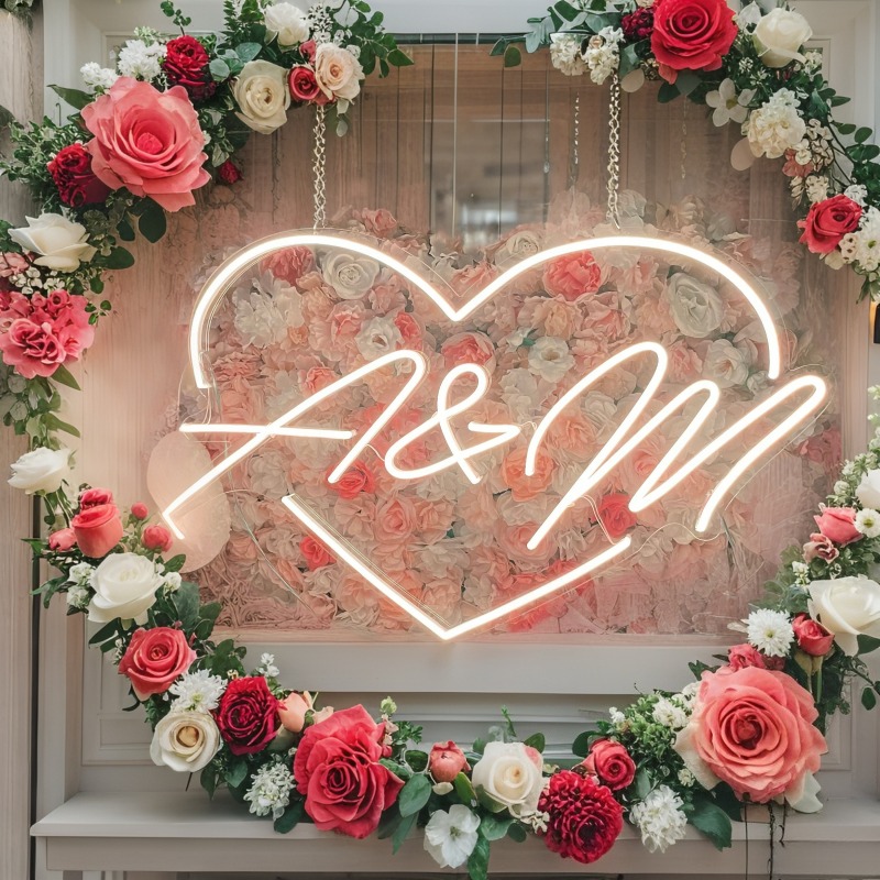 Custom Initials Heart LED Neon - Art Craft Christmas ulasan dan harga