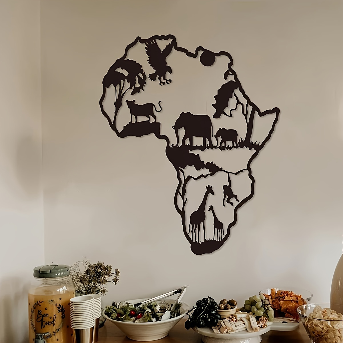 1 Piece African Map Metal Wall - Art Craft Elephant ulasan dan harga