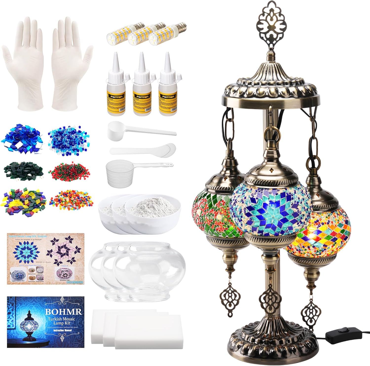 DIY 3 Globe Turkish Mosaic Lam - Art Craft Adult ulasan dan harga
