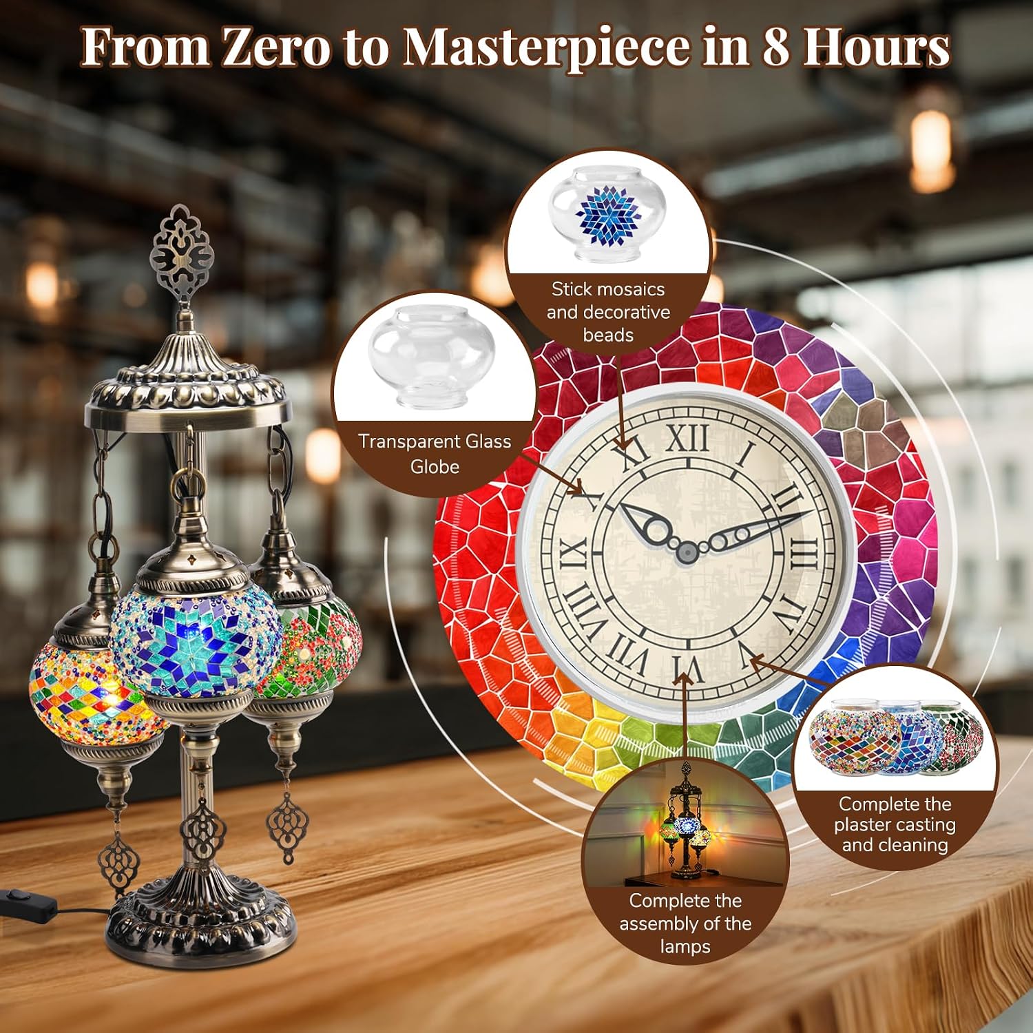 DIY 3 Globe Turkish Mosaic Lam - Art Craft Adult ulasan dan harga