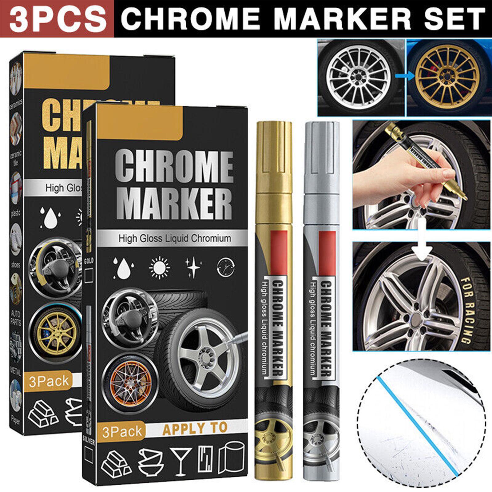3Pcs/Set Chrome Marker Pen Car - Illustration Marker Set ulasan dan harga