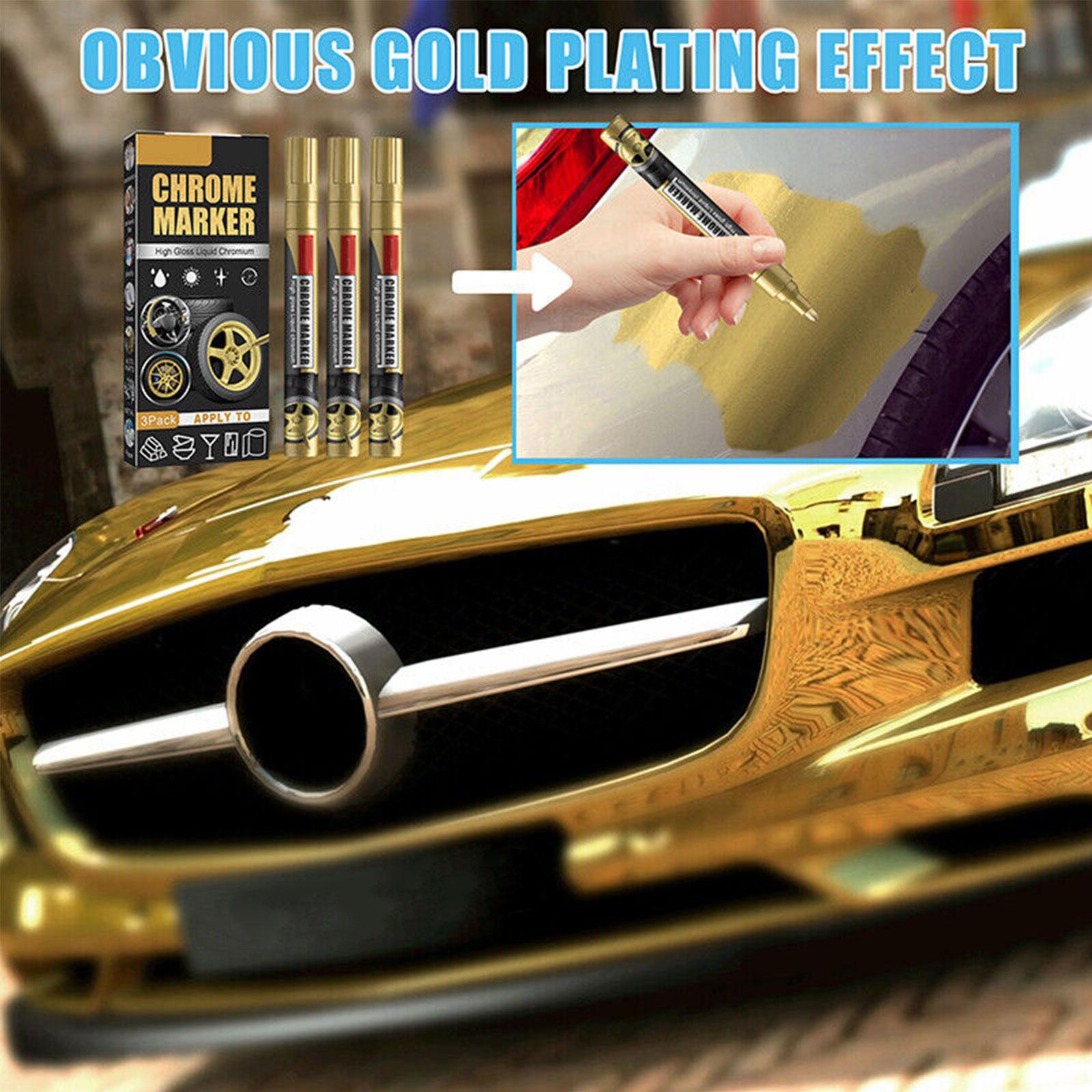 3Pcs/Set Chrome Marker Pen Car - Illustration Marker Set ulasan dan harga