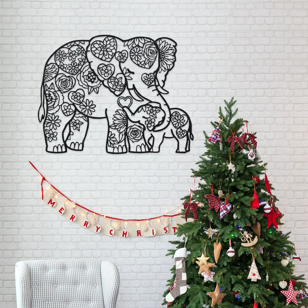 Iron Elephant with Floral Hear - Art Craft Elephant ulasan dan harga