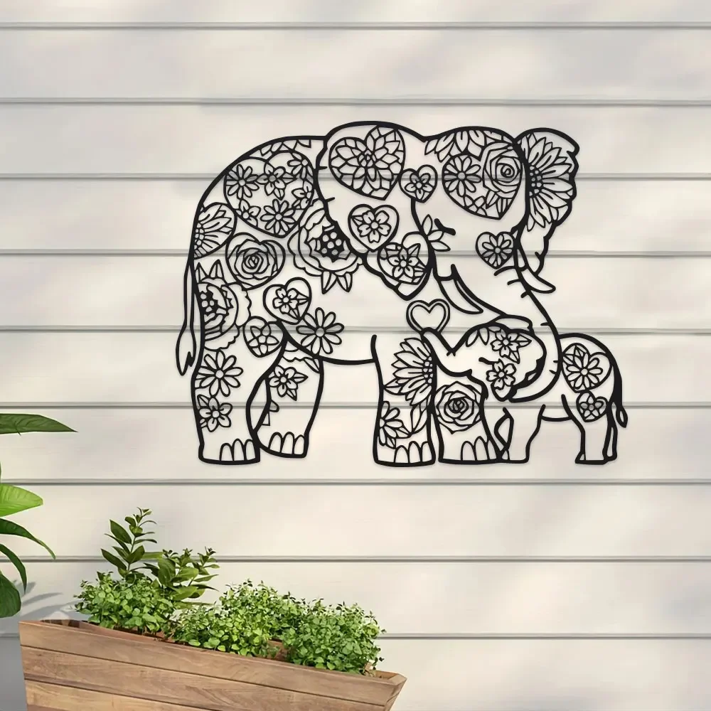 Iron Elephant with Floral Hear - Art Craft Elephant ulasan dan harga