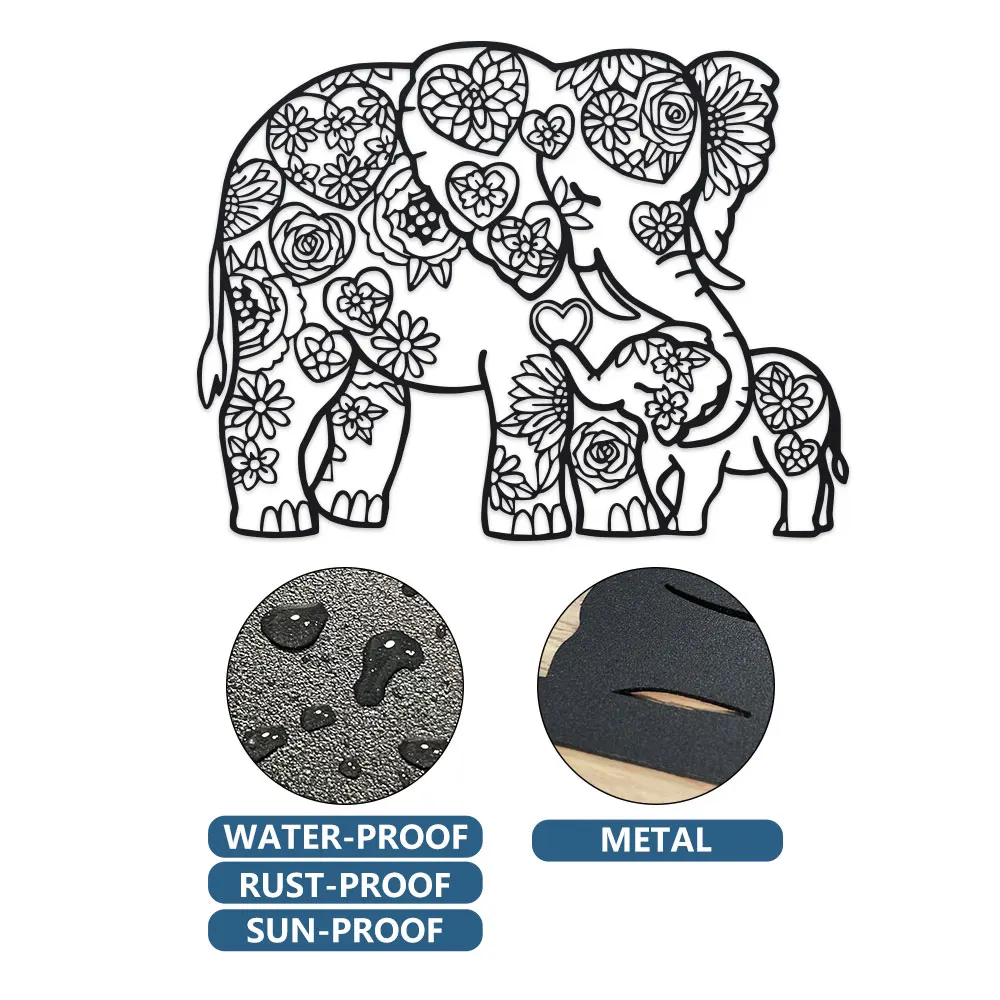 Iron Elephant with Floral Hear - Art Craft Elephant ulasan dan harga