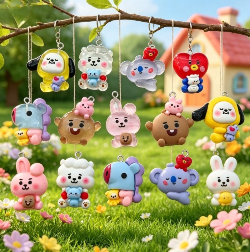 7pcs BT21 Resin Cartoon Charm  - Art Craft Market ulasan dan harga