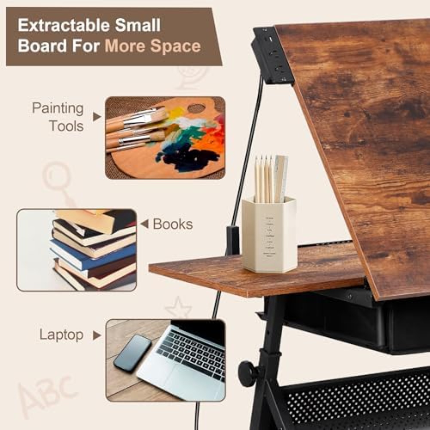 Adjustable Drafting Table with - Art Craft And ulasan dan harga