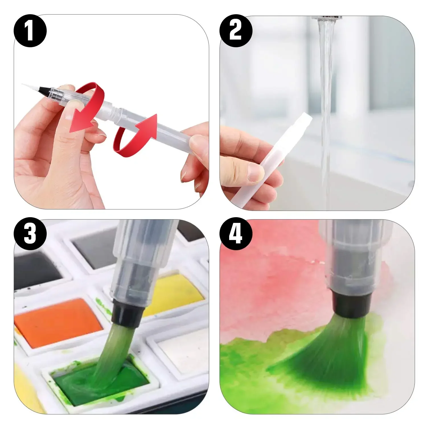 3/6 Piece Water Color Brush Pe - Illustration Marker Set ulasan dan harga