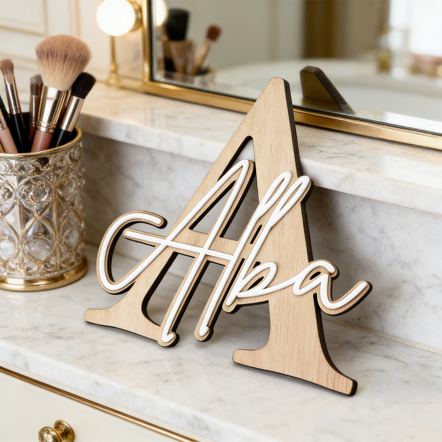 1pc Double-layer Wooden Name D - Art Craft Christmas ulasan dan harga