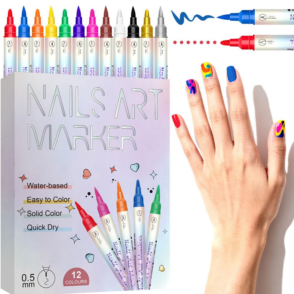 12 Colors Nail Art Marker Pens - Illustration Marker Set ulasan dan harga