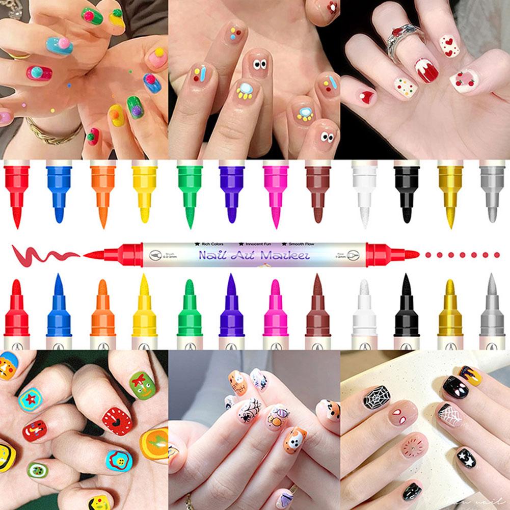 12 Colors Nail Art Marker Pens - Illustration Marker Set ulasan dan harga