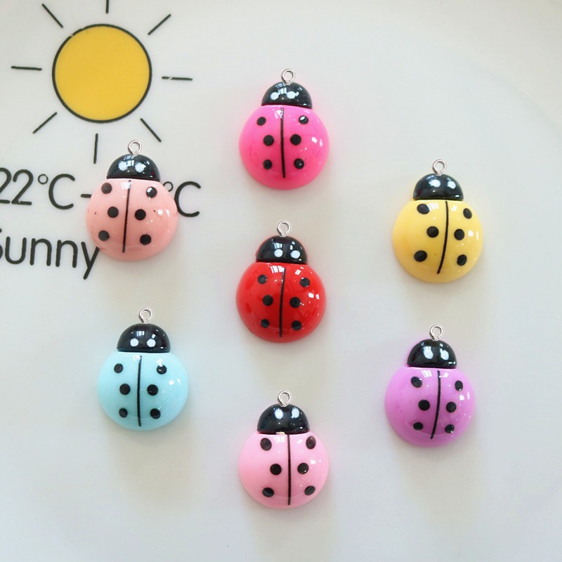 10Pcs Shiny Ladybug Flat Back  - Art Craft Ladybug ulasan dan harga