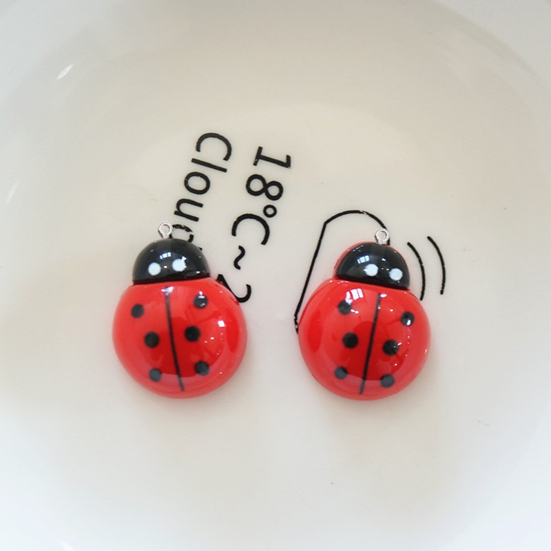 10Pcs Shiny Ladybug Flat Back  - Art Craft Ladybug ulasan dan harga