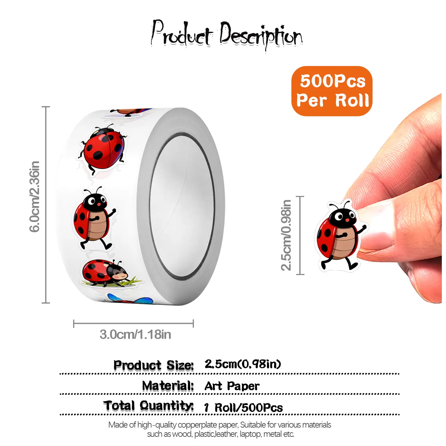 1Roll(500Pcs)10 Irregular Cart - Art Craft Ladybug ulasan dan harga