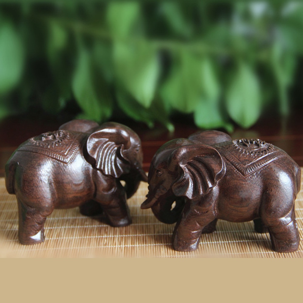 Wooden Elephant Sculpture Deco - Art Craft Elephant ulasan dan harga