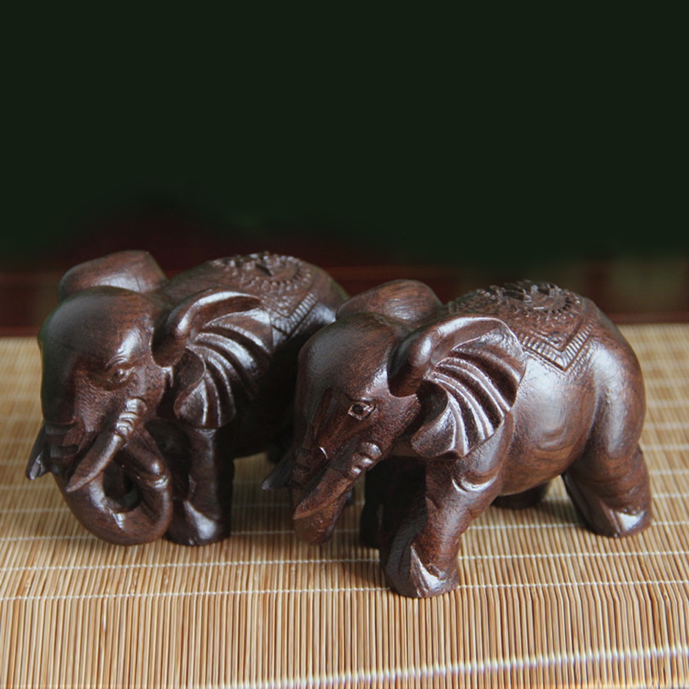 Wooden Elephant Sculpture Deco - Art Craft Elephant ulasan dan harga